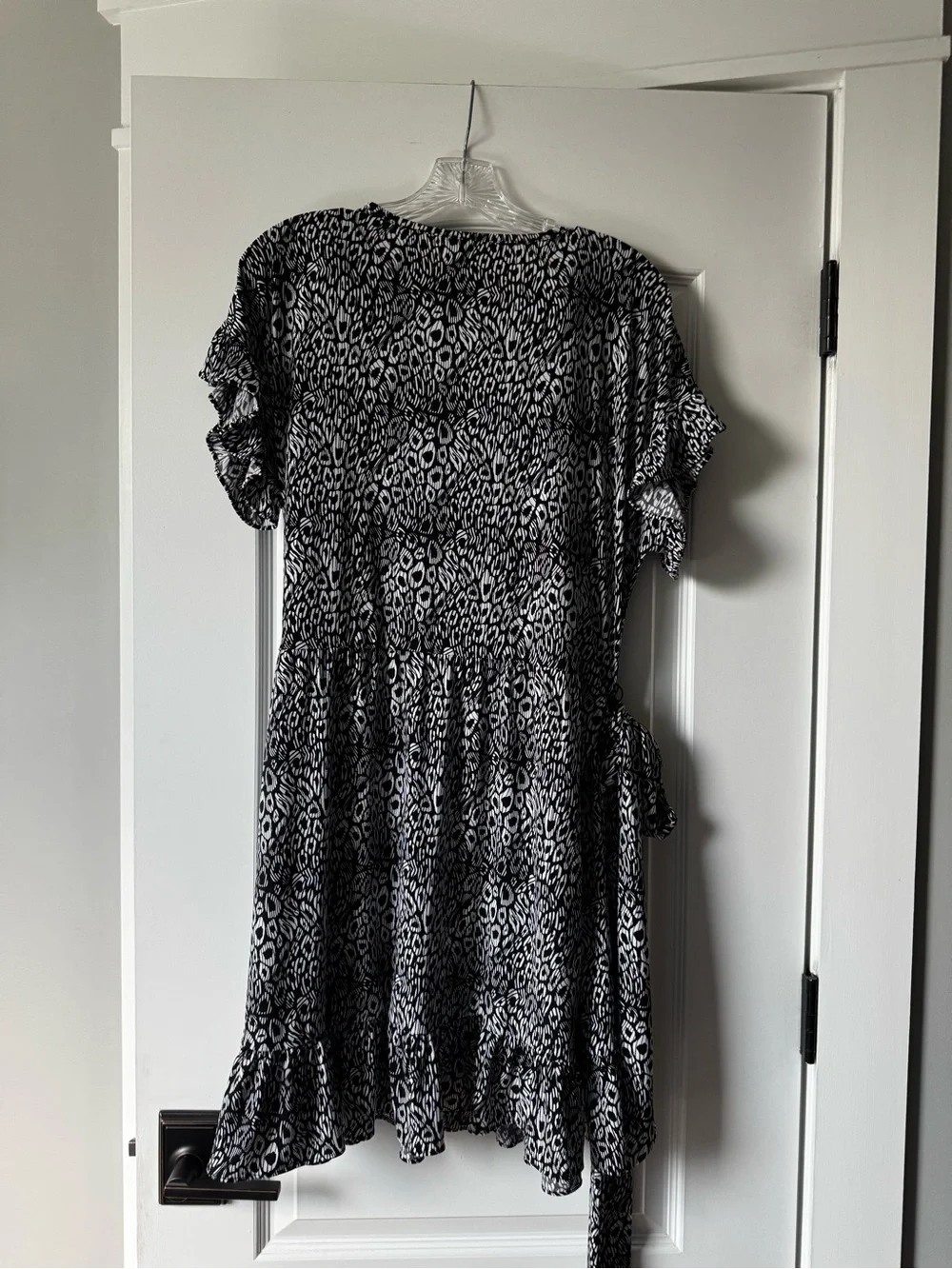 Michael Kors Black and White Leopard Print Belted Dress NWOT